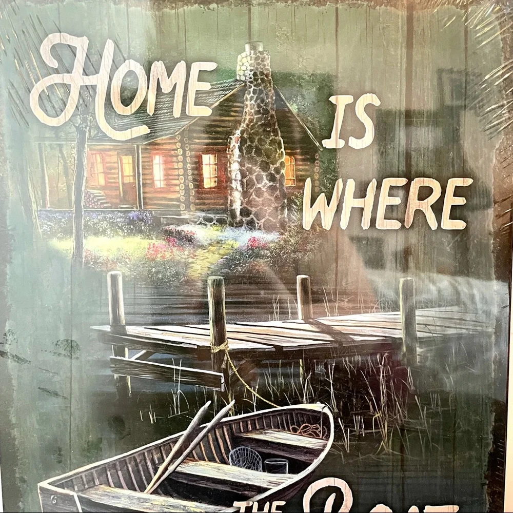 NEW Home Is Where The Boat Is Docked Metal Sign